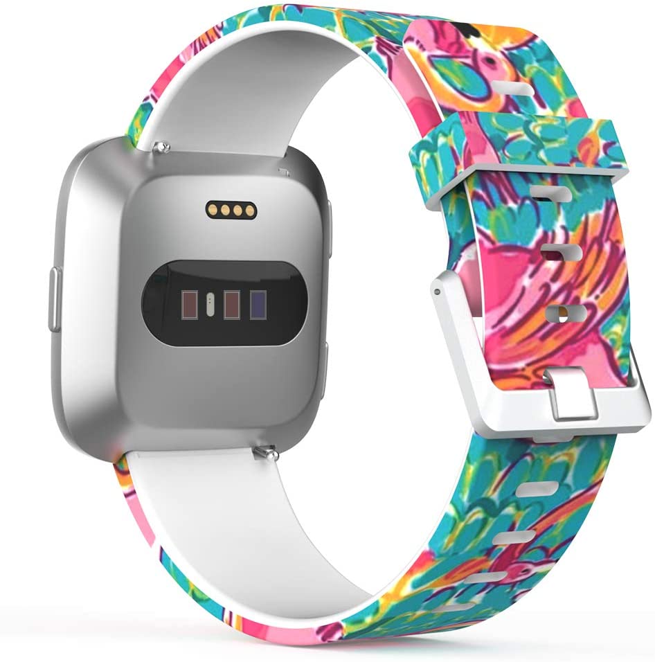 Flamingo Watercolor Replacement Bands for Fitbit Versa Lite SE Watch and Apple Watch