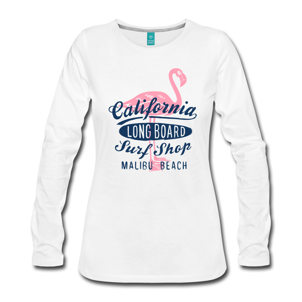 California Longboard Flamingo Long Sleeve Womens T-Shirt - The Flamingo Shop