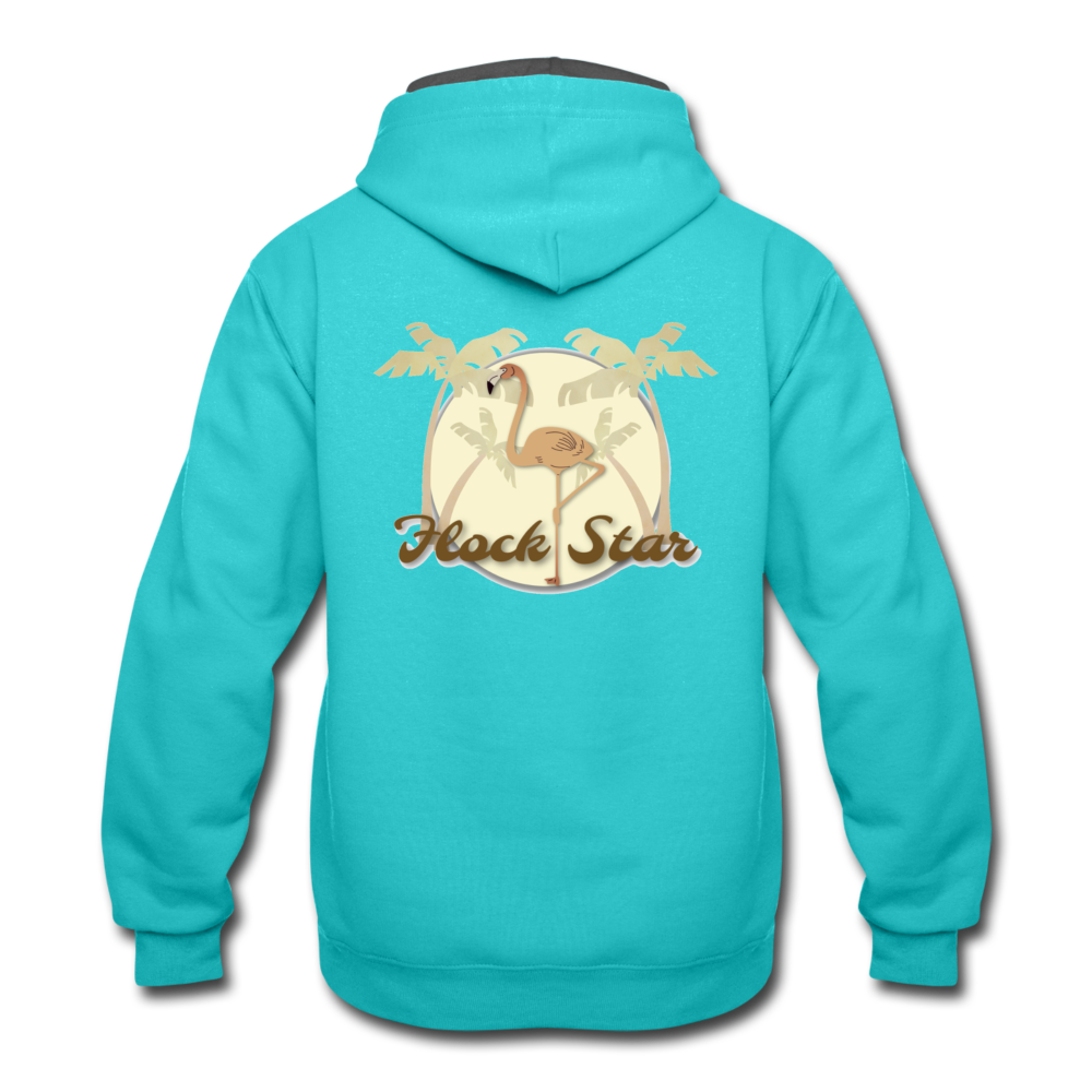 Mens Flamingo Flock Star Contrast Hoodie - The Flamingo Shop