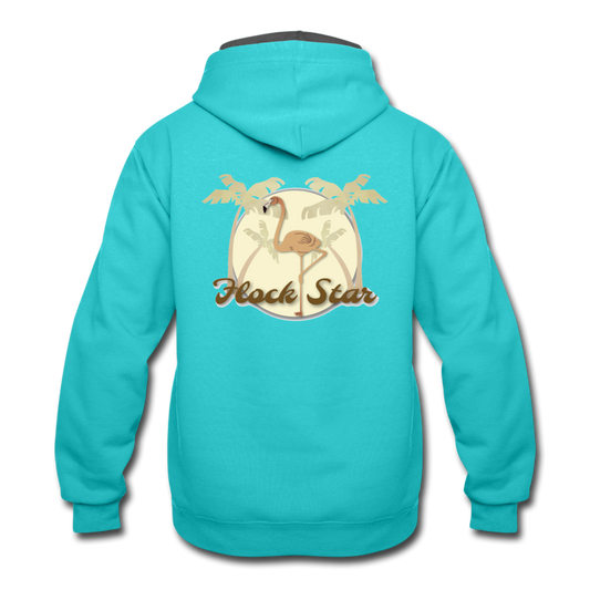 Mens Flamingo Flock Star Contrast Hoodie - The Flamingo Shop