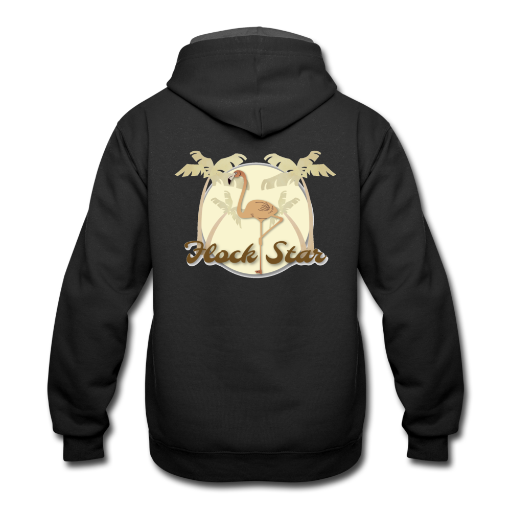 Mens Flamingo Flock Star Contrast Hoodie - The Flamingo Shop