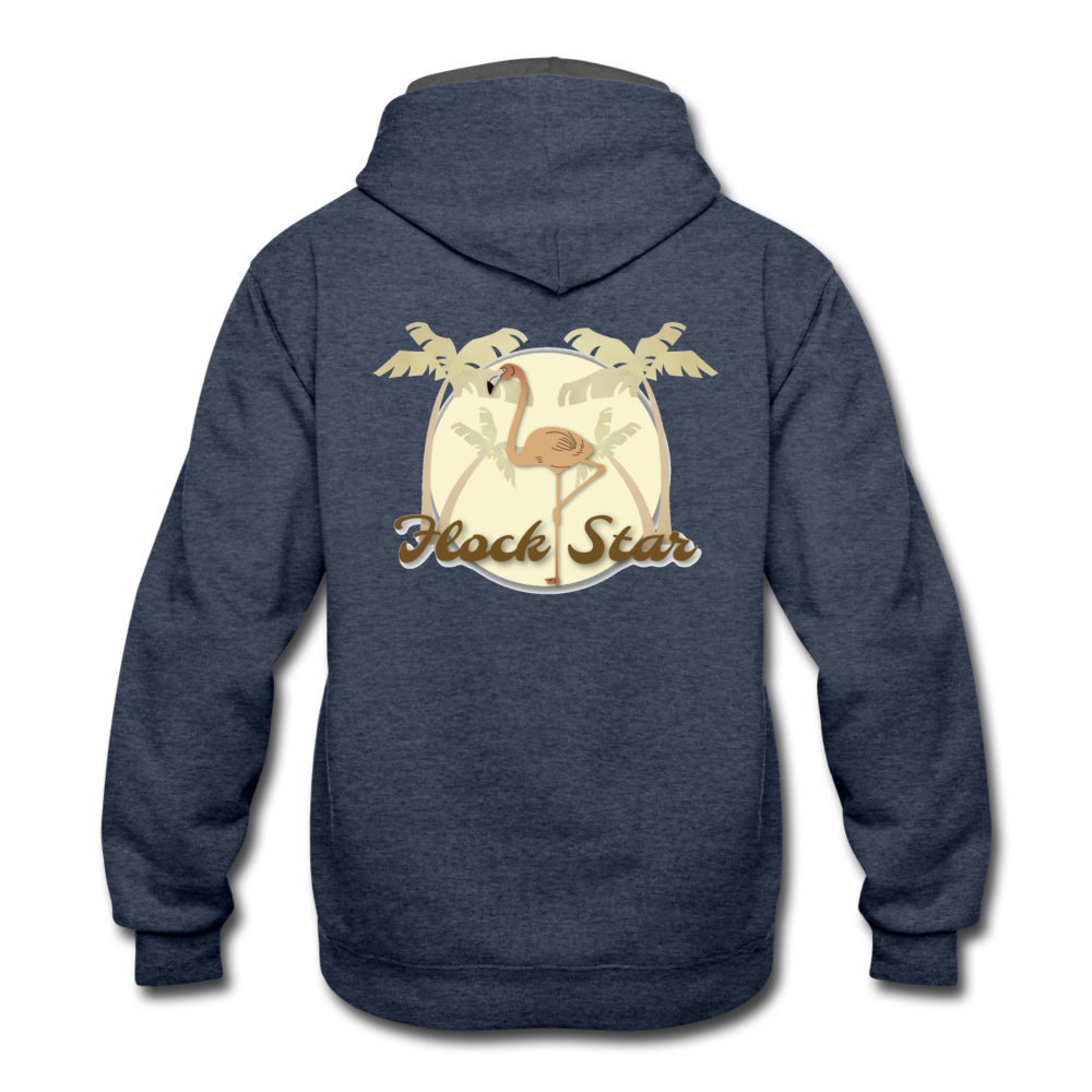 Mens Flamingo Flock Star Contrast Hoodie - The Flamingo Shop