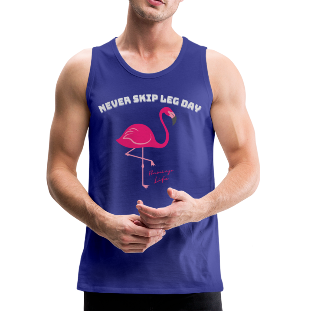 Flamingo Life® Never Skip Leg Day Mens Tank Top - royal blue