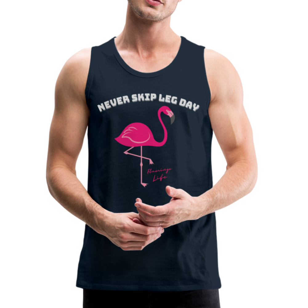 Flamingo Life® Never Skip Leg Day Mens Tank Top - deep navy