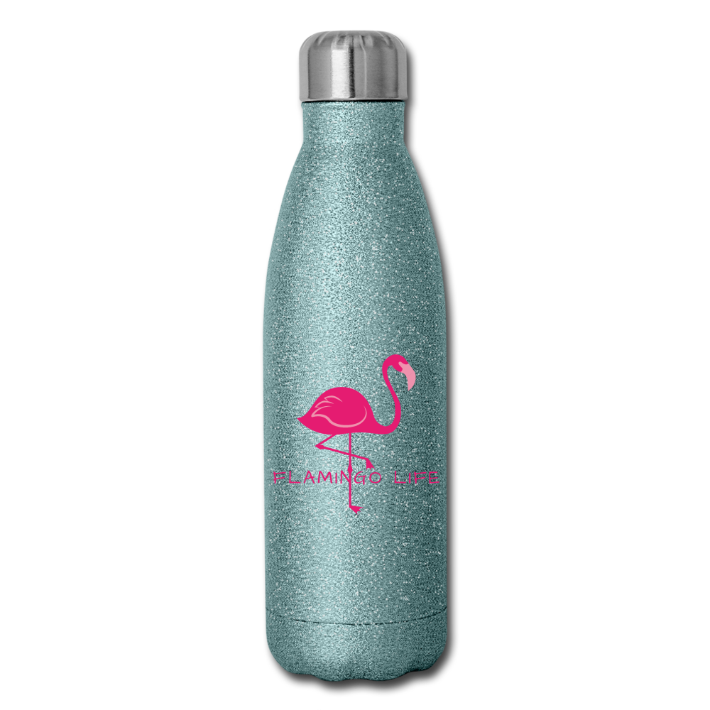 Flamingo Life® Insulated Stainless Steel Water Bottle - turquoise glitter