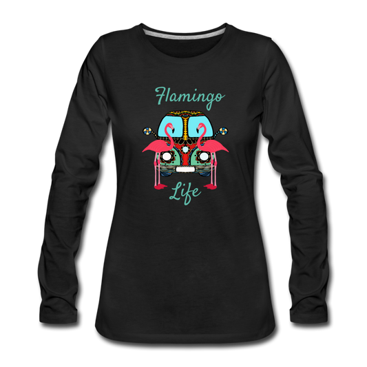 Flamingo Life® Women's Fitted Long Sleeve Tee - black