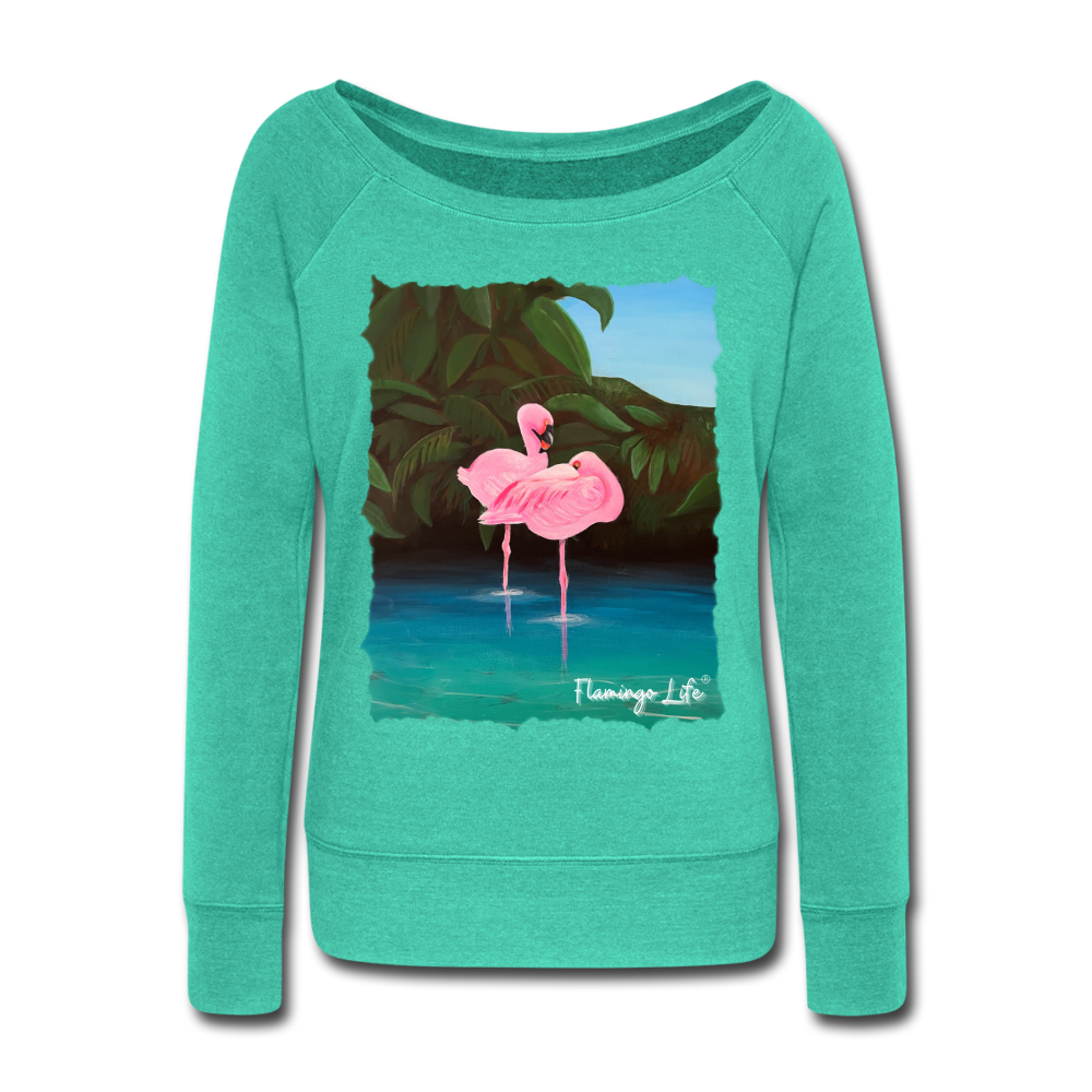 Flamingo Life® Women's Wideneck Sweatshirt - teal