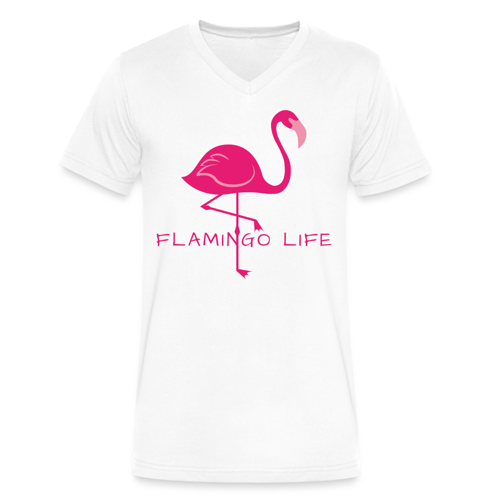 Men's Flamingo Life® V-Neck T-Shirt - white