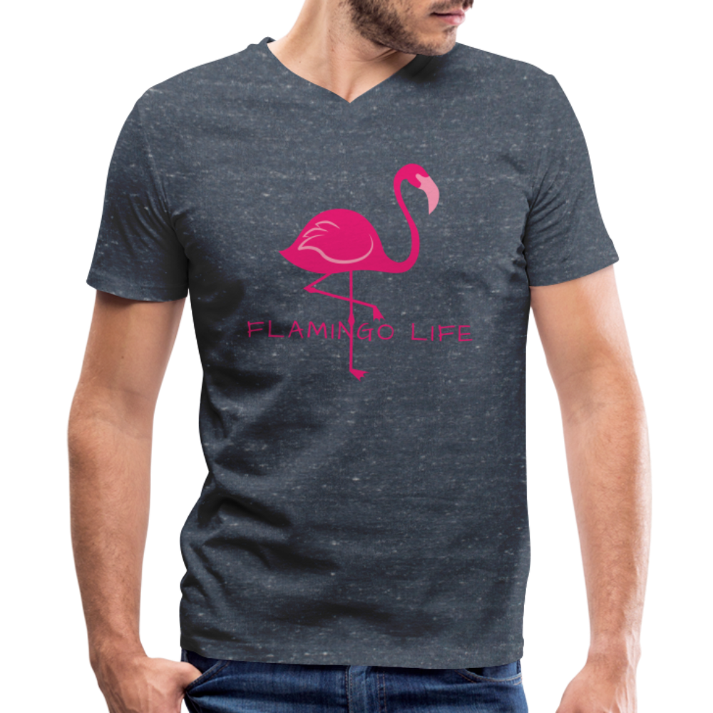 Men's Flamingo Life® V-Neck T-Shirt - heather navy