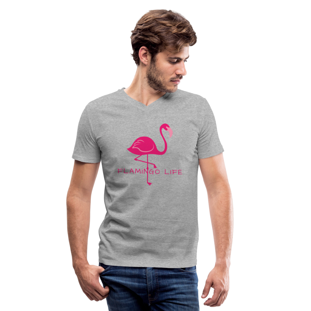 Men's Flamingo Life® V-Neck T-Shirt - heather gray