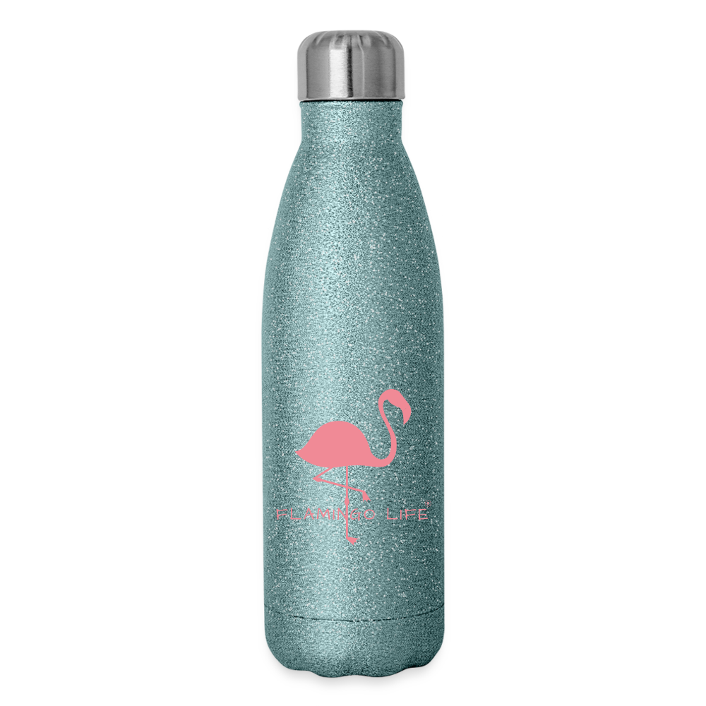 Flamingo Life® Insulated Stainless Steel Water Bottle - turquoise glitter