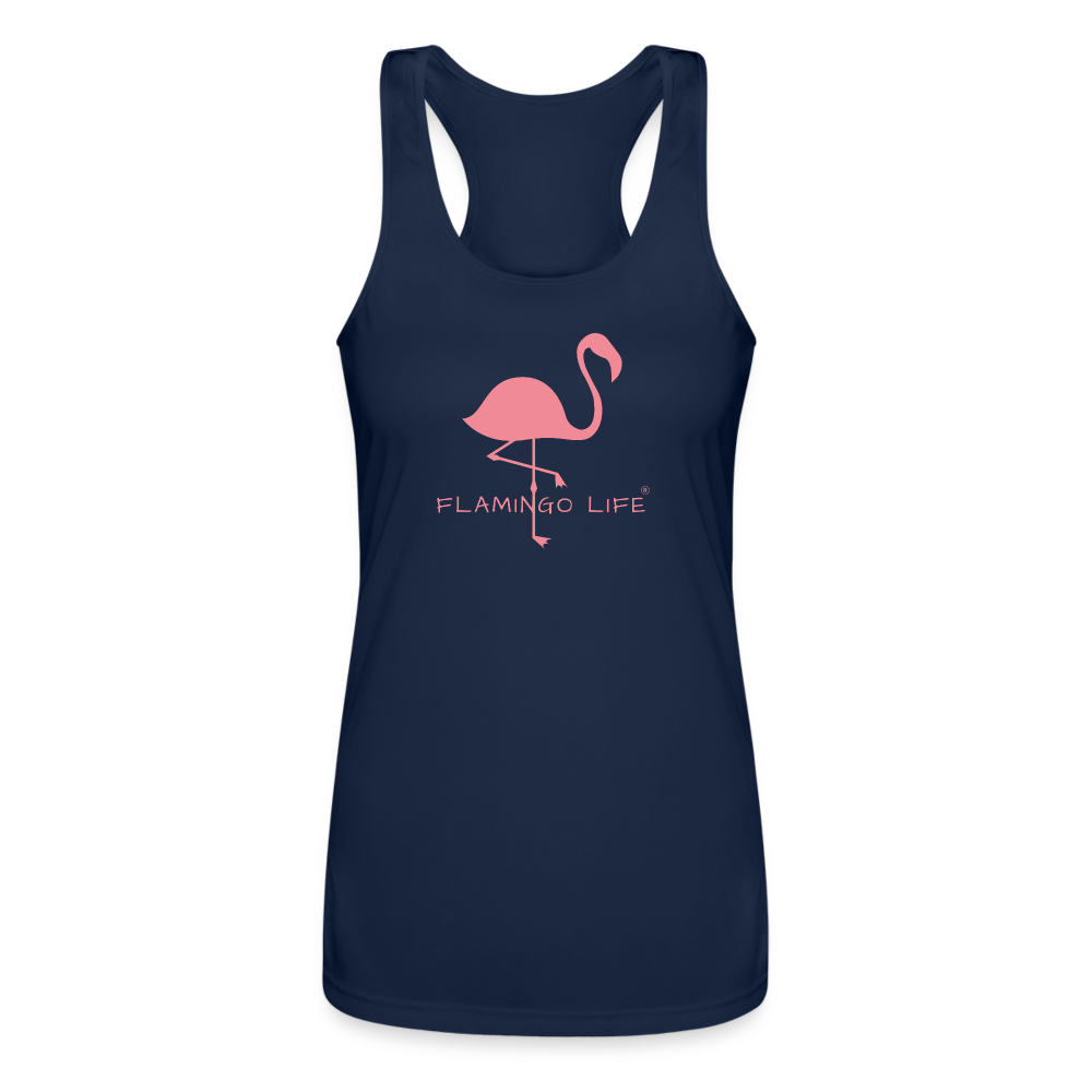 Flamingo Life® Women’s Performance Racerback Tank Top - navy