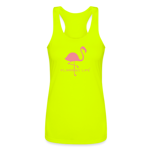 Flamingo Life® Women’s Performance Racerback Tank Top - neon yellow