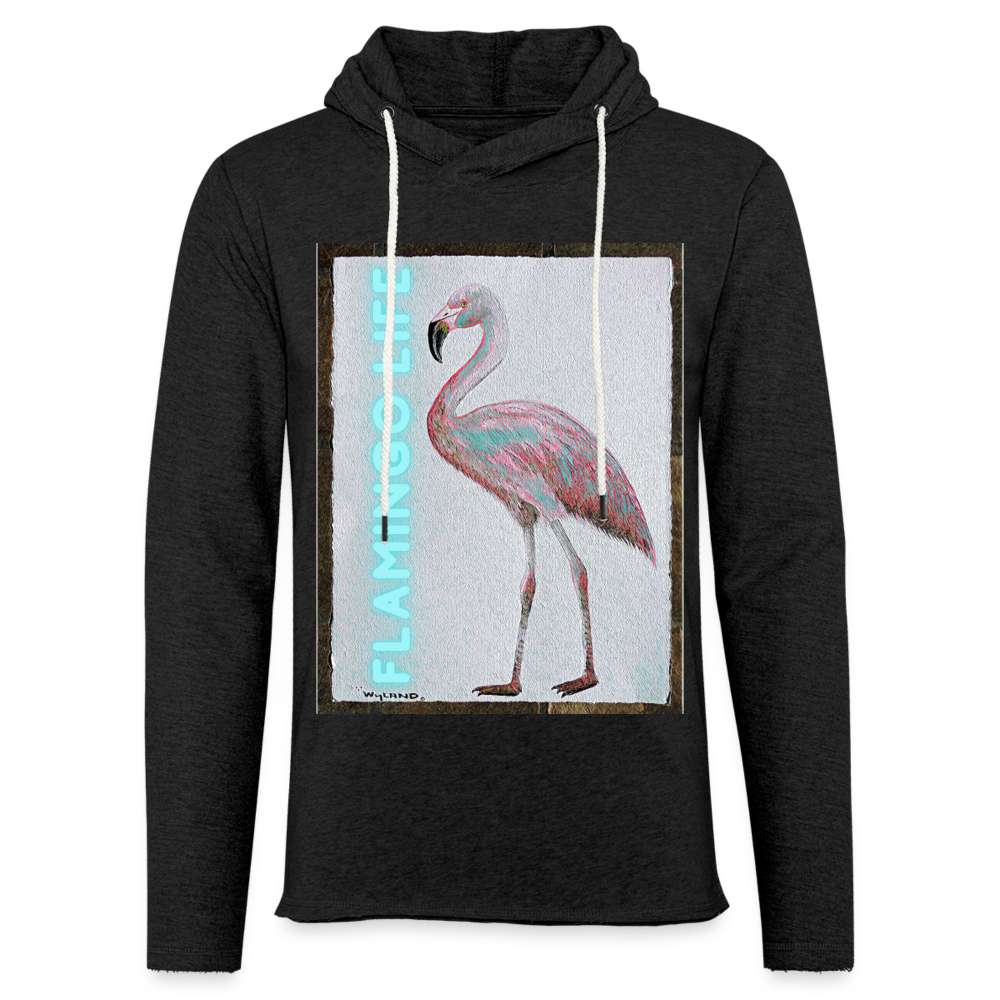 Wyland© Designed Flamingo Life Unisex Lightweight Terry Hoodie - charcoal grey