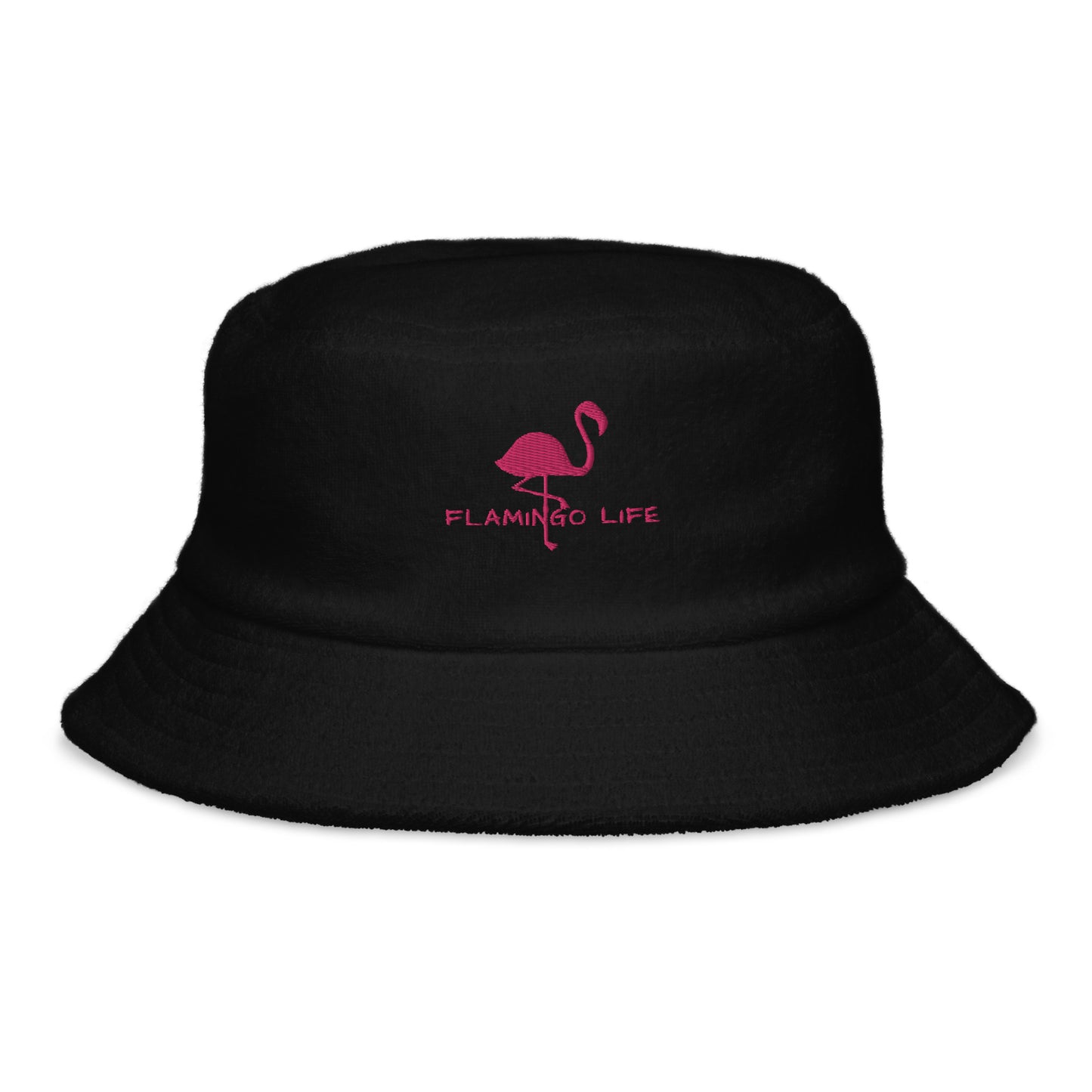 Flamingo Life® Embroidered Terry Cloth Bucket Hat (in 5 colors)