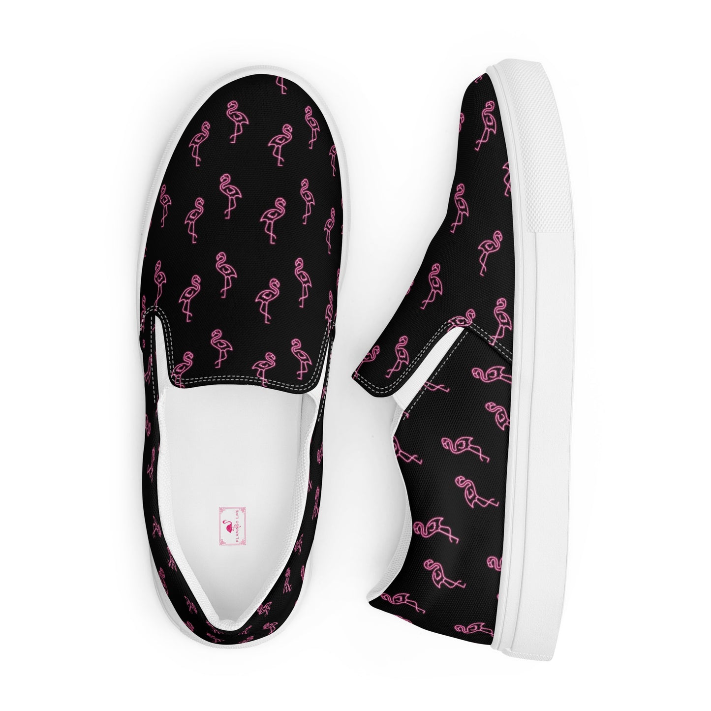 Flamingo Life® Neon Flamingo Women’s slip-on canvas shoes